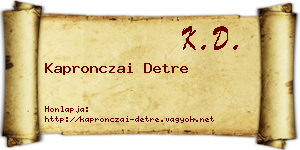 Kapronczai Detre névjegykártya